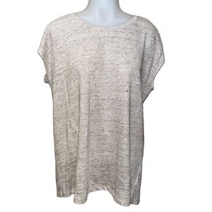 TAHARI Linen Blouse~Heathered Oatmeal~L